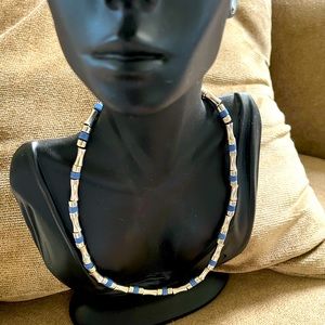Necklace blue and silver 16 inch